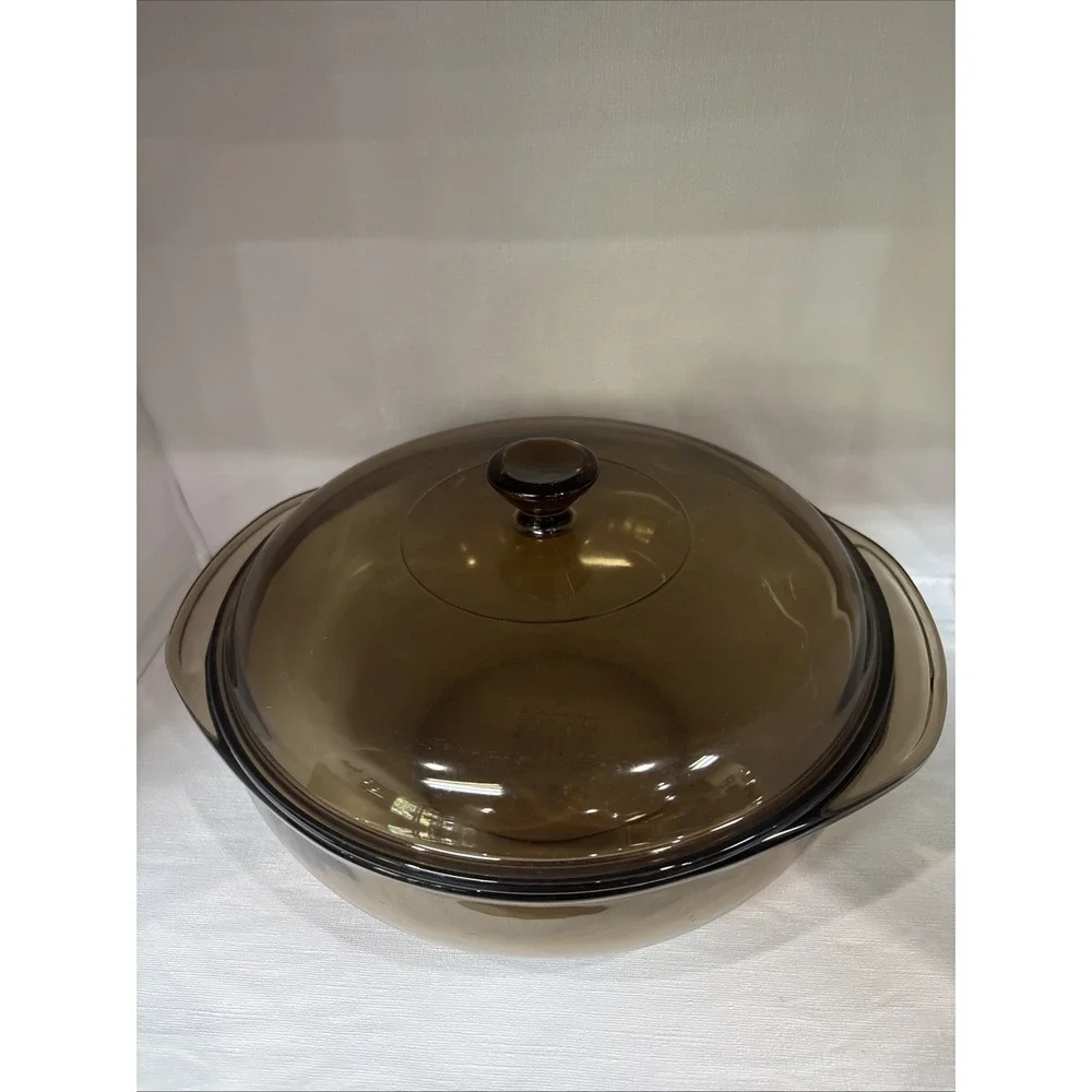 1990s Vintage Pyrex 024 Fireside Brown Glass 2qt Casserole Dish with Lid USA